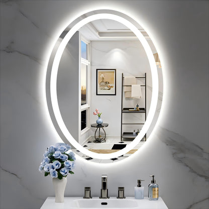 Oval LED Lighted Anti-Fog Wall Bathroom Vanity Mirror