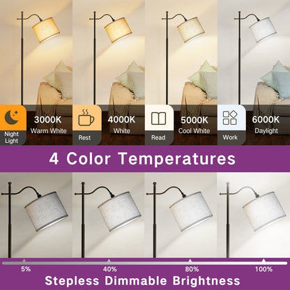 Arc Floor Lamp with Remote, 67 Retro Standing Lamp with 4 Color Temperatures, Metal Tall Lamps for Living Room Bedroom - N/A
