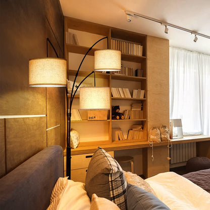 Arc LED Floor Lamp Dimmable Modern Black 3 Light Arched Tall Floor Lamp