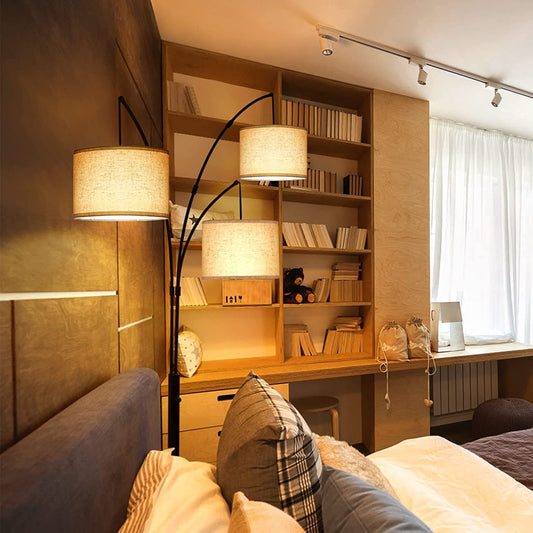 Arc LED Floor Lamp Dimmable Modern Black 3 Light Arched Tall Floor Lamp