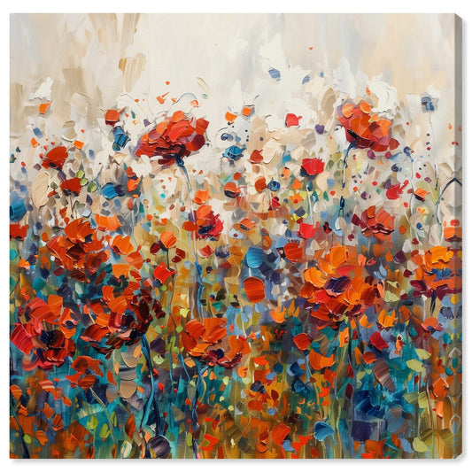 Art Remedy Beautiful Garden Bloom Gallery Wrapped Impressionism 1 Piece Canvas Wall Art
