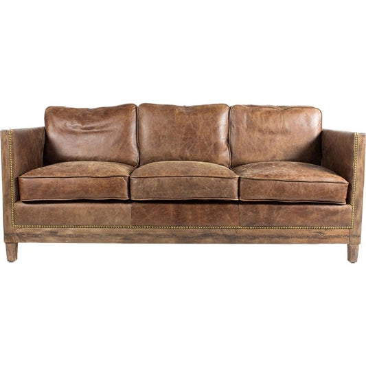 Canapé vintage en cuir marron Dina d'Aurelle Home
