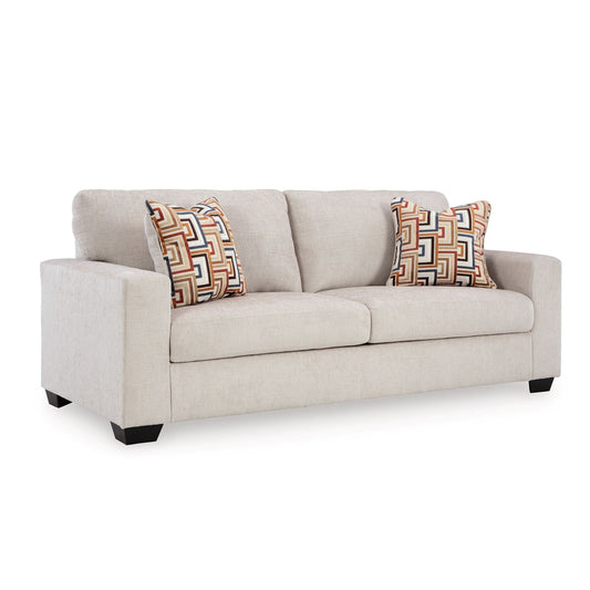 Canapé-lit Queen Avie, 2 coussins décoratifs, polyester ivoire, 85 pouces