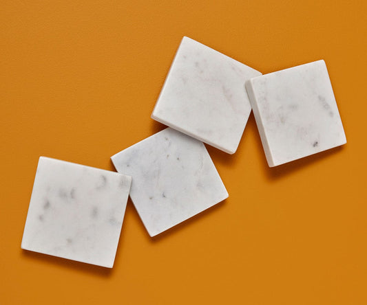 Sous-verres carrés en marbre Adia - 4 pièces