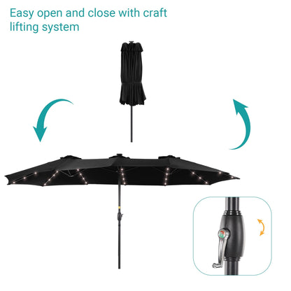 BONOSUKI 15x9ft LED Double-Sided Patio Umbrella Aluminum Large Canopy