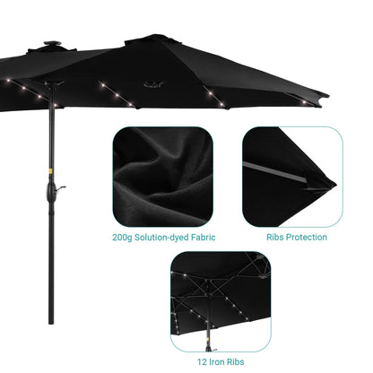 BONOSUKI 15x9ft LED Double-Sided Patio Umbrella Aluminum Large Canopy