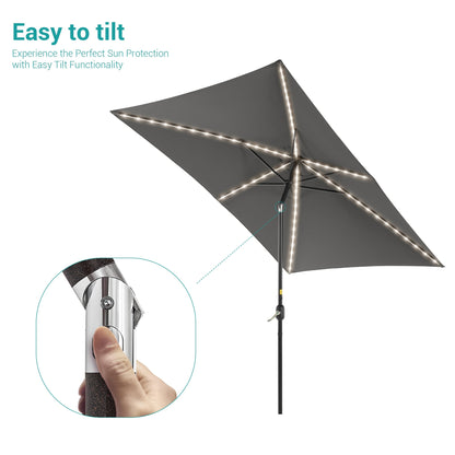 BONOSUKI 6x9FT LED Patio Market Umbrellas Table Umbrella w/Tilt Button