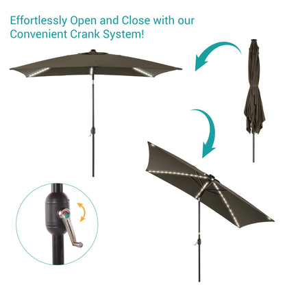 BONOSUKI 6x9FT LED Patio Market Umbrellas Table Umbrella w/Tilt Button