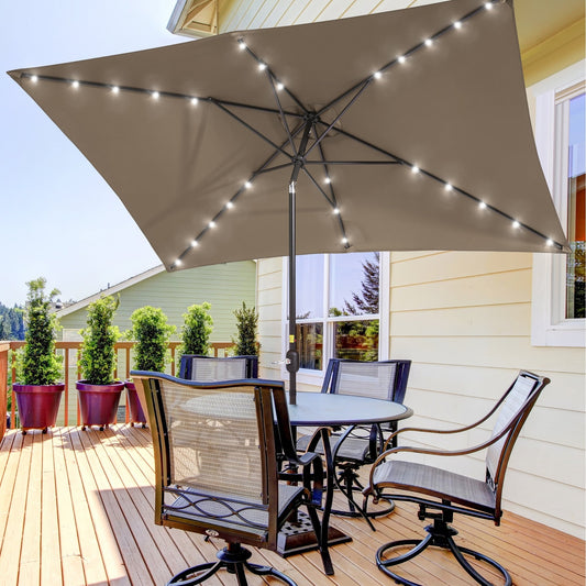 BONOSUKI LED 10 x 6.5ft Outdoor Umbrellas Patio Market Table Umbrellas