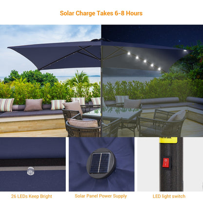BONOSUKI LED 10 x 6.5ft Outdoor Umbrellas Patio Market Table Umbrellas