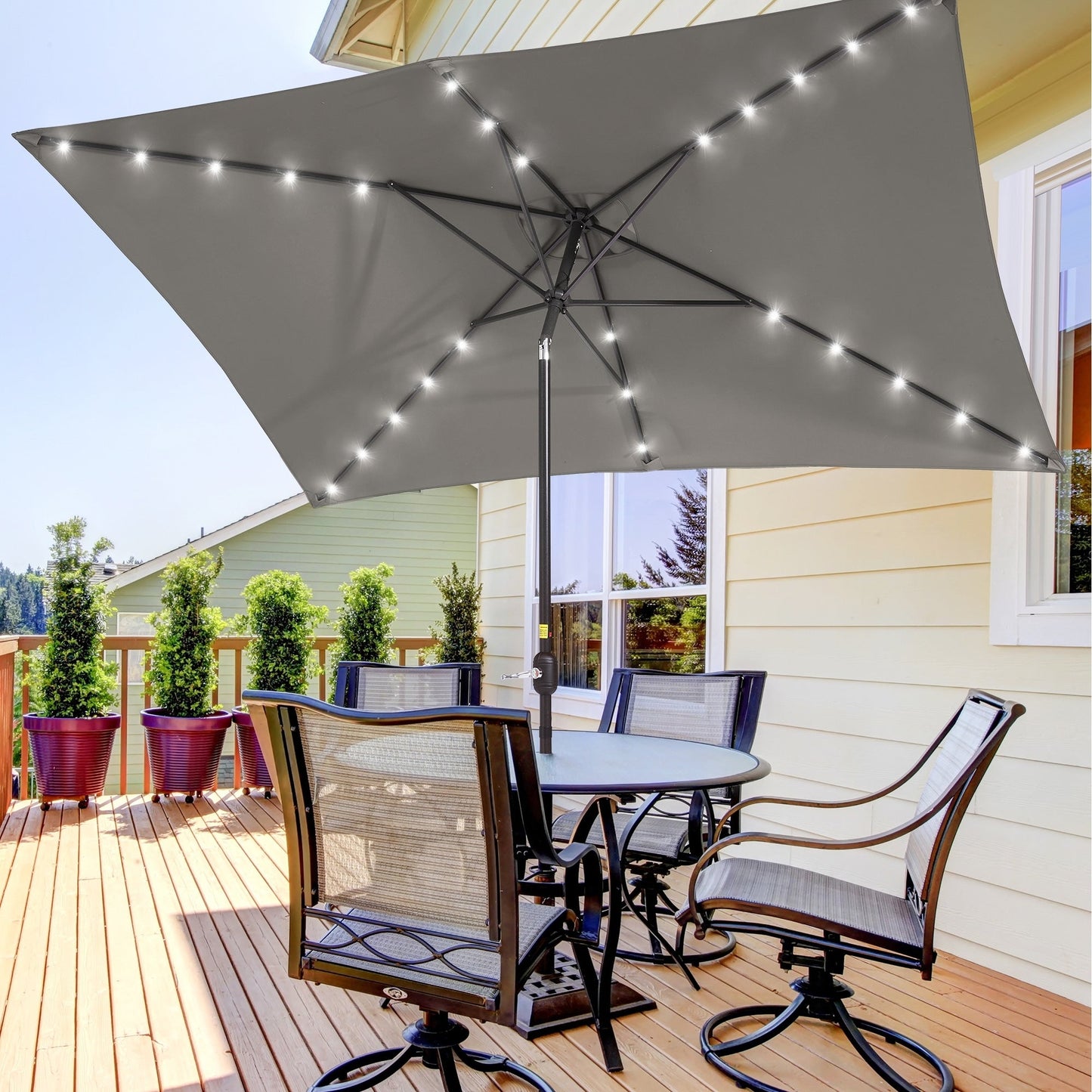 BONOSUKI LED 10 x 6.5ft Outdoor Umbrellas Patio Market Table Umbrellas