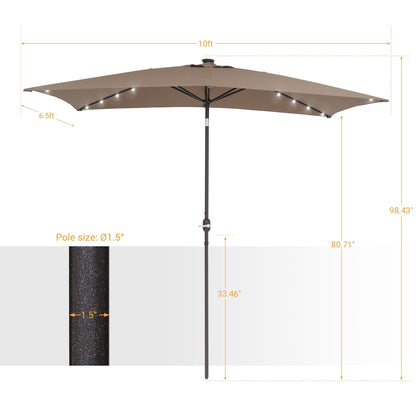 BONOSUKI LED 10 x 6.5ft Outdoor Umbrellas Patio Market Table Umbrellas