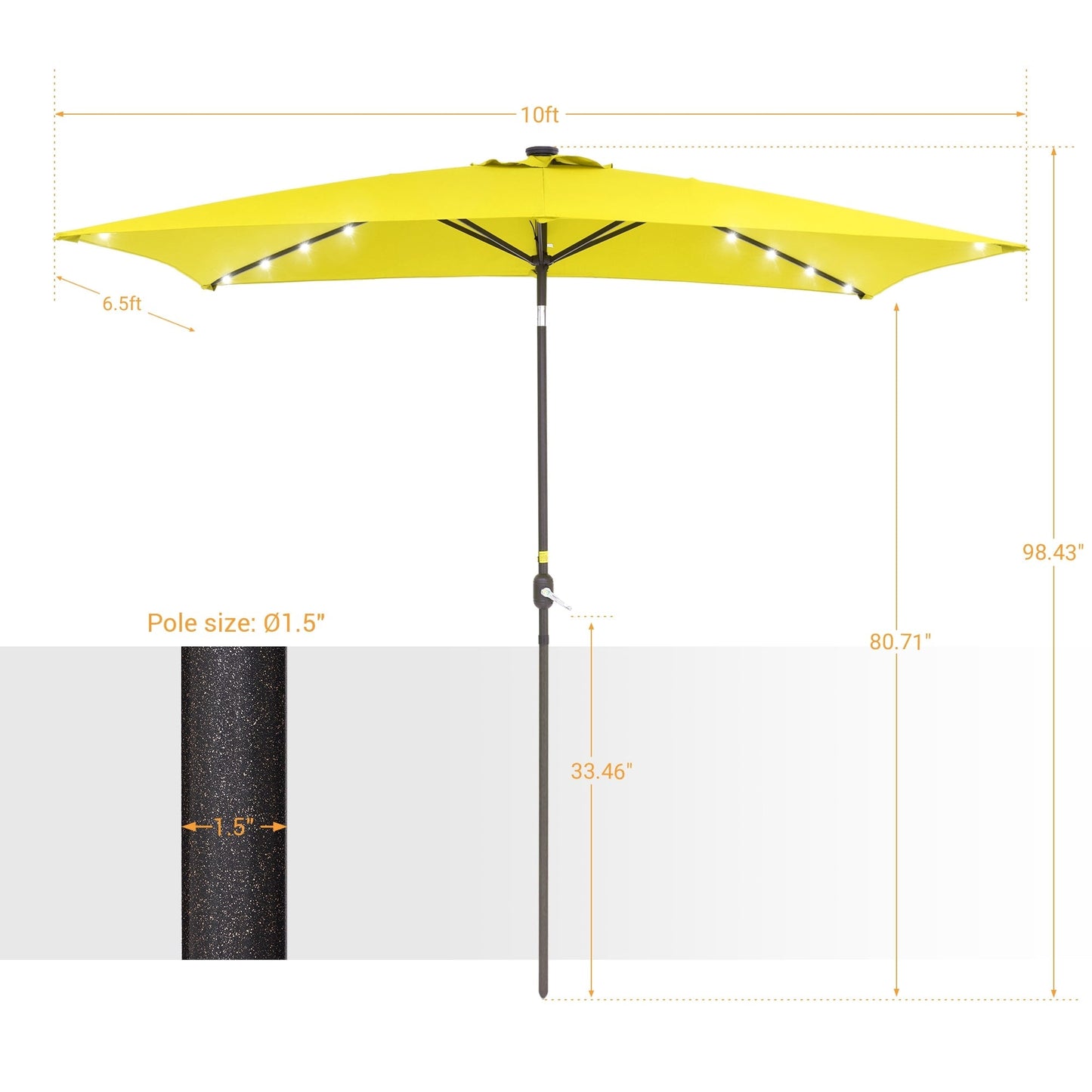 BONOSUKI LED 10 x 6.5ft Outdoor Umbrellas Patio Market Table Umbrellas