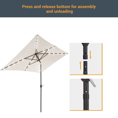 BONOSUKI Outdoor 10 x 6.5ft LED Rectangula Umbrella Patio Market Table Umbrella Aluminium/Steel with Tilt