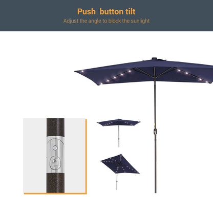 BONOSUKI Outdoor 10 x 6.5ft LED Rectangula Umbrella Patio Market Table Umbrella Aluminium/Steel with Tilt