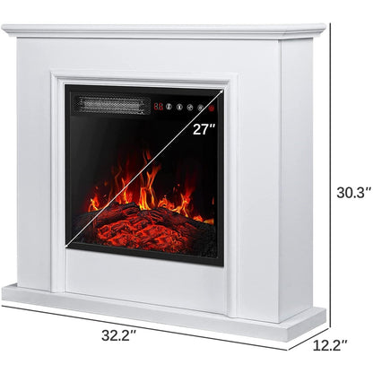 BOSSIN 43 Electric Fireplace with Mantel, 23 inch Electric Fireplace Insert,Freestanding TV Stand with Fireplace Wooden Firebox