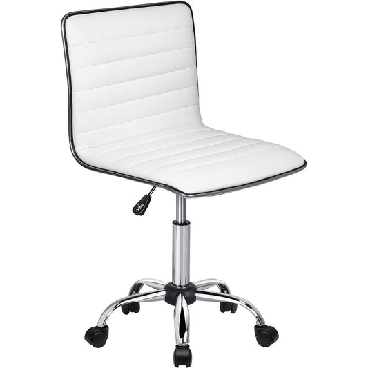 BOSSIN Adjustable Home Office Chair, Mid-Back Armless Ribbed Swivel Task Chair,Vanity Chair for Small Space, Livingroom Make-up