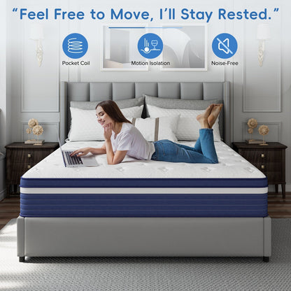 SweDrea 10in. Innerspring Hybrid Cooling and Breathable Medium Firm Mattress with CertiPUR-US, SGS and OEKO-TEX Certified