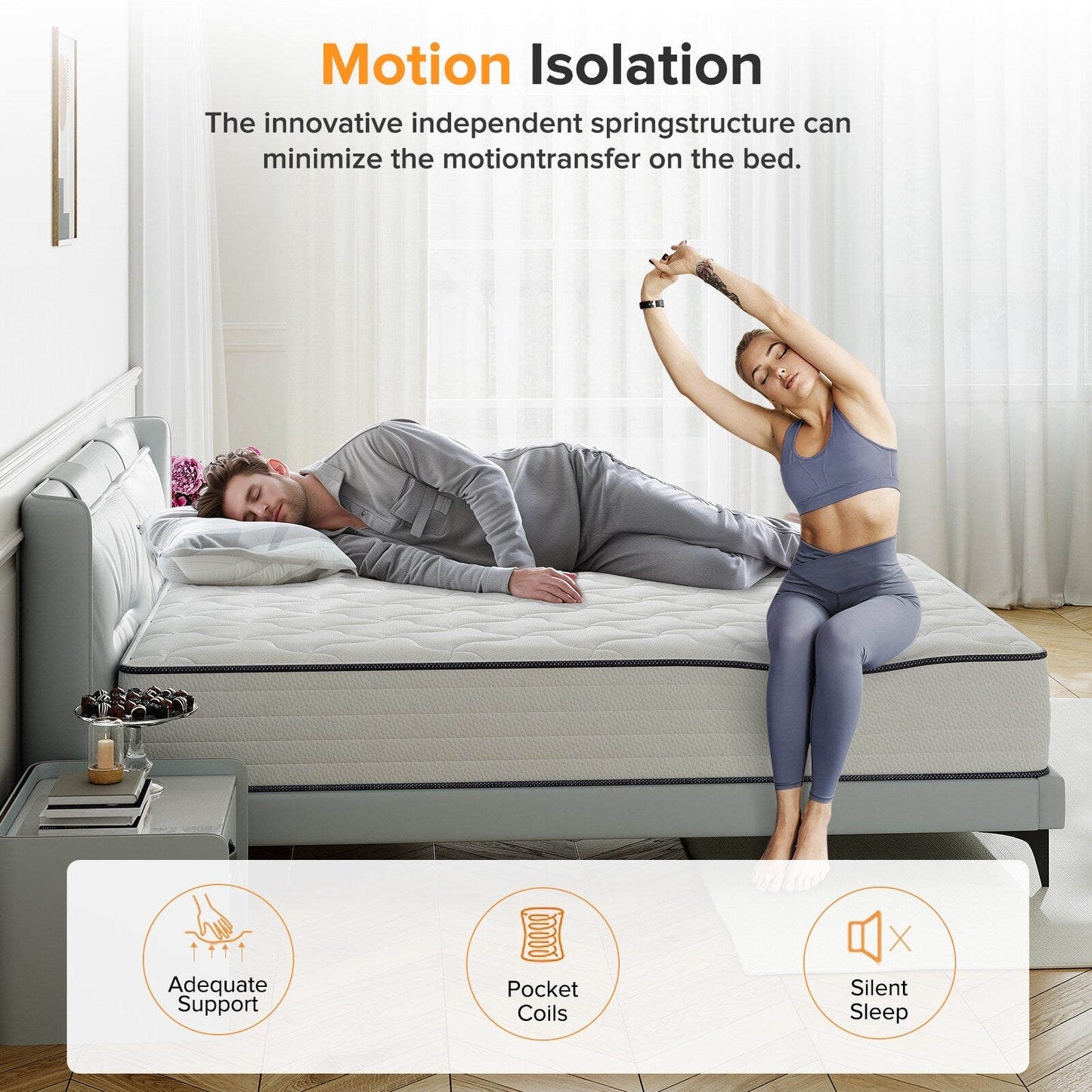SweDrea 10in. Innerspring Hybrid Pressure Relief and Cooling Plush Mattress with CertiPUR-US, SGS and OEKO-TEX Certified