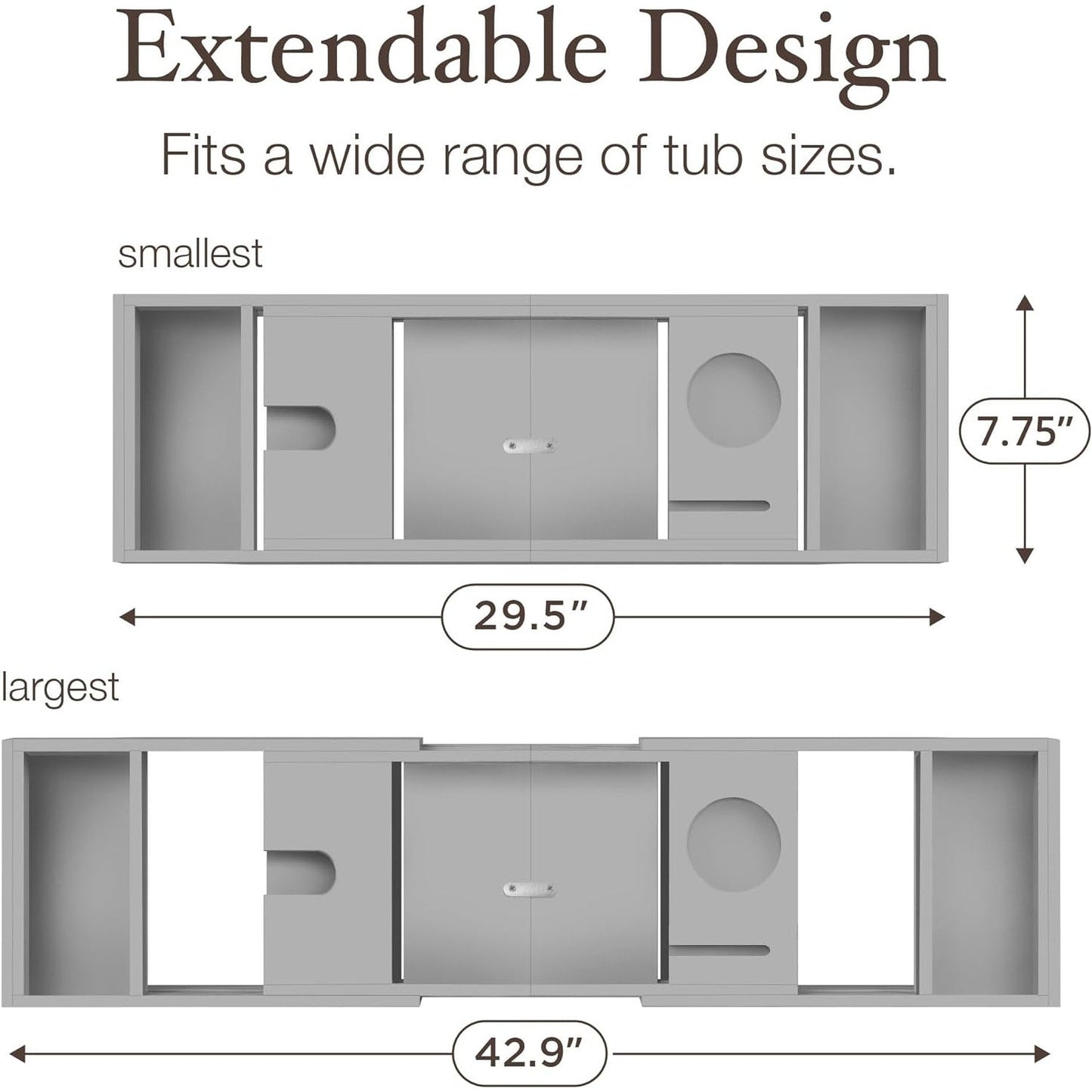 Bamboo Bathtub Tray for Tub - Expandable Bath Tray, Book & Tablet Holder - Bath Table, Tub Tray, Bathtub Caddy, Foldable Design