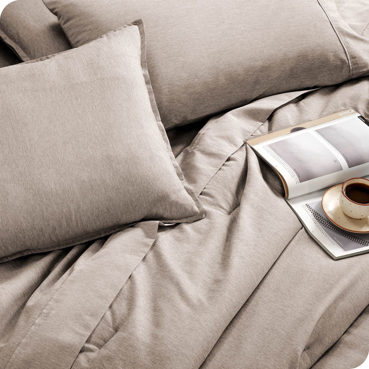 Bare Home Heathered Bed-in-a-Bag - Comforter Set & Sheet Set