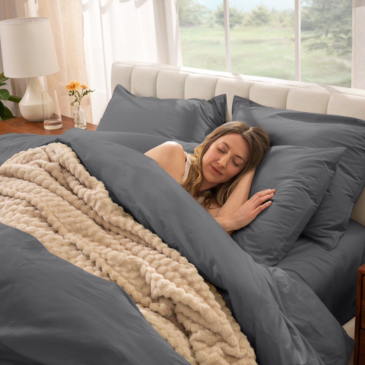 Bare Home Organic Cotton Percale Duvet Cover Set