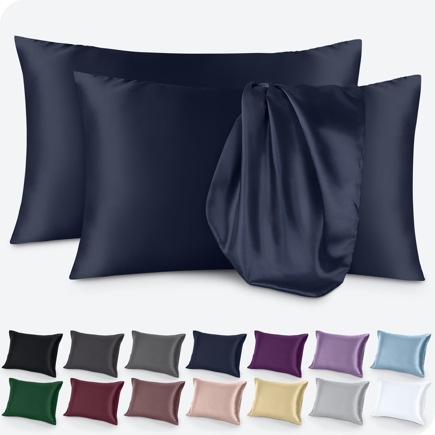 Bare Home Poly Satin Pillowcase Set for Hair and Skin (Set of 2)