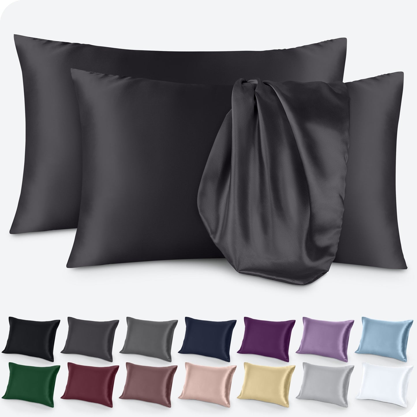 Bare Home Poly Satin Pillowcase Set for Hair and Skin (Set of 2)