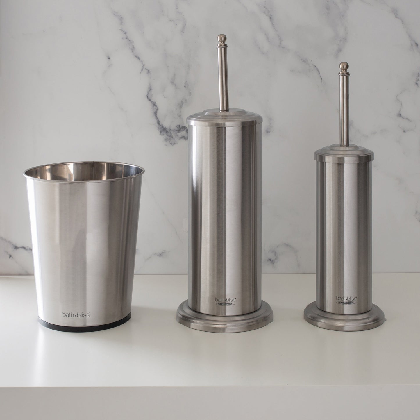Bath Bliss Trash Can, Toilet Brush and Plunger 3 Piece Bathroom Set - 3 Piece Set