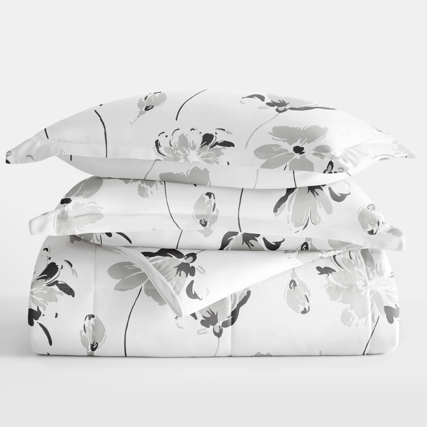Becky Cameron Premium Magnolia Grey Patterned Comforter Set