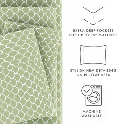 Becky Cameron Ultra Soft Printed 4 Piece Deep Pocket Bed Sheet Set