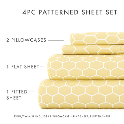 Becky Cameron Ultra Soft Printed 4-piece Deep Pocket Bed Sheet Set