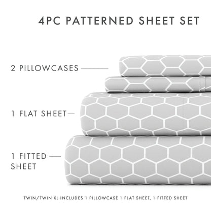 Becky Cameron Ultra Soft Printed 4-piece Deep Pocket Bed Sheet Set