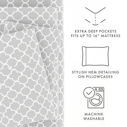 Becky Cameron Ultra Soft Printed 4-piece Deep Pocket Bed Sheet Set