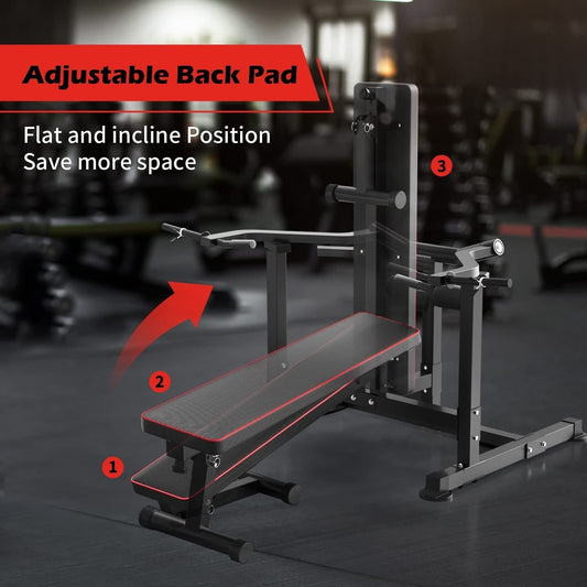 Zenova Bench Press Set Chest Press Machine with Independent Converging Arms and Dumbbell Rack