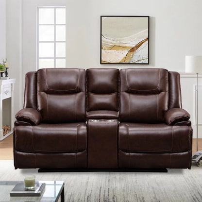 Ensemble de canapés inclinables manuels en cuir véritable de style moderne du milieu du siècle