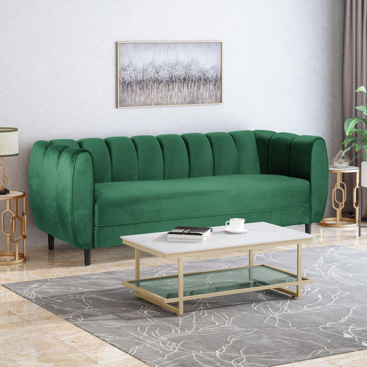 Canapé 3 places en velours moderne Bobran par Christopher Knight Home - 30,00 P x 83,25 L x 30,25 H