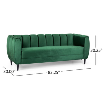 Canapé 3 places en velours moderne Bobran par Christopher Knight Home - 30,00 P x 83,25 L x 30,25 H