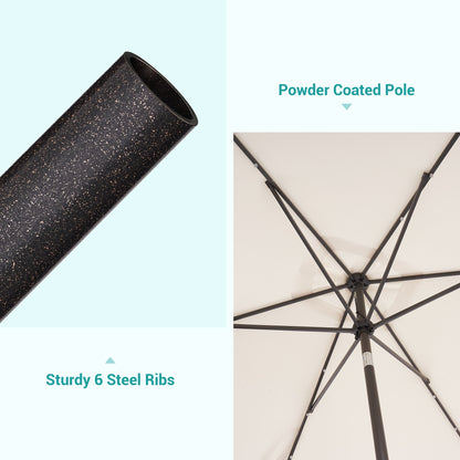 Bonosuki 10 x 6.5ft LED Patio Rectangular Umbrella Outdoor Market Umbrella Aluminium/Steel with Tilt and Crank