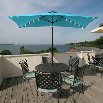 Bonosuki 10 x 6.5ft LED Patio Rectangular Umbrella Outdoor Market Umbrella Aluminium/Steel with Tilt and Crank
