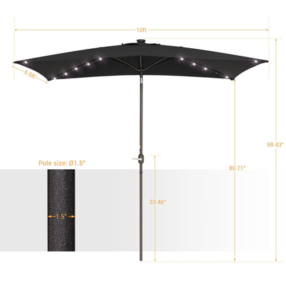 Bonosuki 10 x 6.5ft LED Patio Rectangular Umbrella Outdoor Market Umbrella Aluminium/Steel with Tilt and Crank