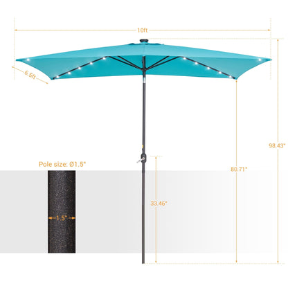 Bonosuki 10 x 6.5ft LED Patio Rectangular Umbrella Outdoor Market Umbrella Aluminium/Steel with Tilt and Crank