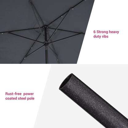 Bonosuki 10 x 6.5ft LED Patio Rectangular Umbrella Outdoor Market Umbrella Aluminium/Steel with Tilt and Crank