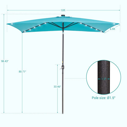 Bonosuki 10 x 6.5ft LED Patio Rectangular Umbrella Outdoor Market Umbrella Aluminium/Steel with Tilt and Crank
