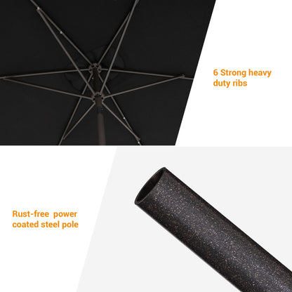 Bonosuki 10 x 6.5ft LED Patio Rectangular Umbrella Outdoor Market Umbrella Aluminium/Steel with Tilt and Crank