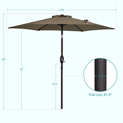 Bonosuki 7.5-foot Waterproof Sunshade Canopy Patio Umbrella