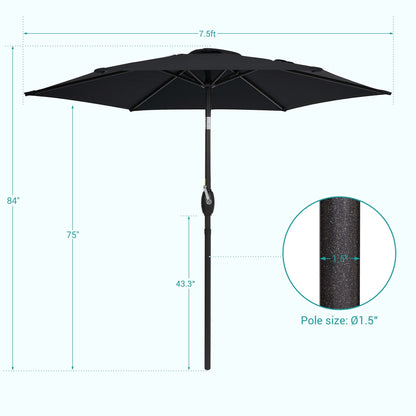 Bonosuki 7.5-foot Waterproof Sunshade Canopy Patio Umbrella