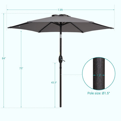 Bonosuki 7.5-foot Waterproof Sunshade Canopy Patio Umbrella