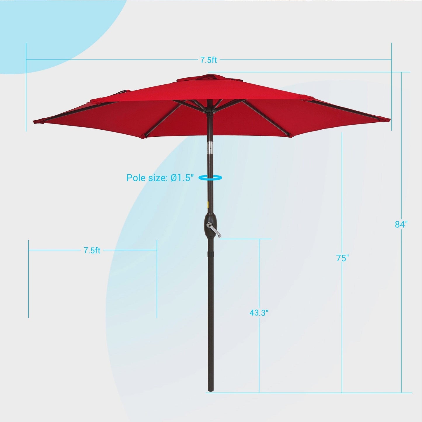 Bonosuki 7.5-foot Waterproof Sunshade Canopy Patio Umbrella
