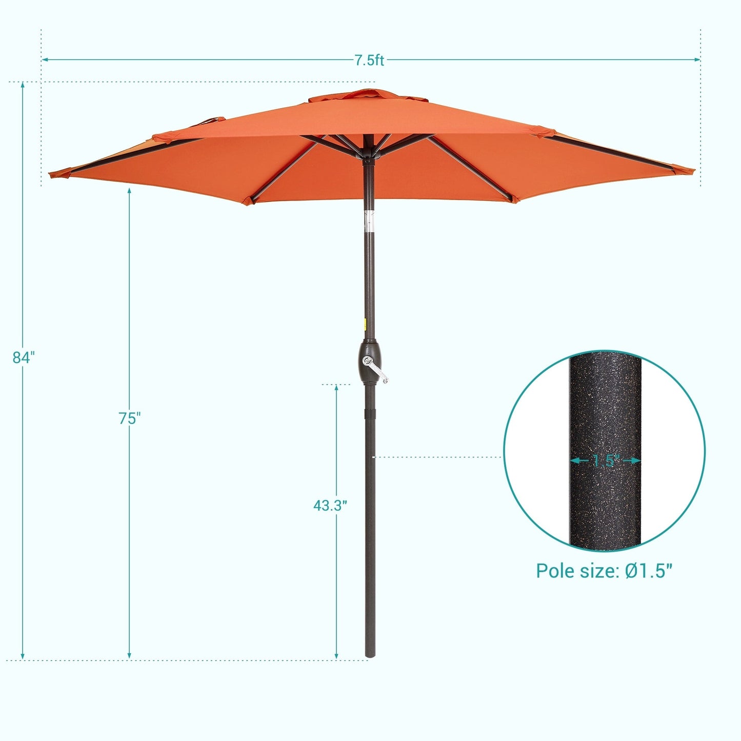 Bonosuki 7.5-foot Waterproof Sunshade Canopy Patio Umbrella